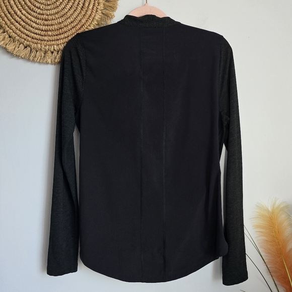 LUCY Charcoal Gray Uplifting Wrap Surplice Wool Blend Jersey Knit Top SZ Medium - Picture 7 of 9